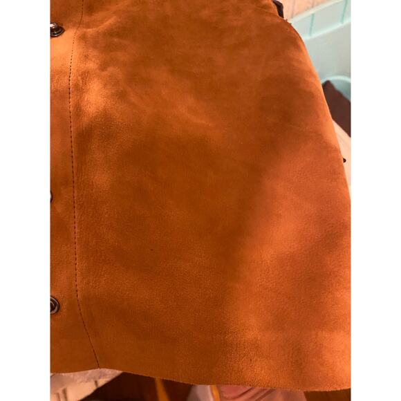 FRAME denim carmelo goat leather suede button down skirt 25 - Picture 5 of 8